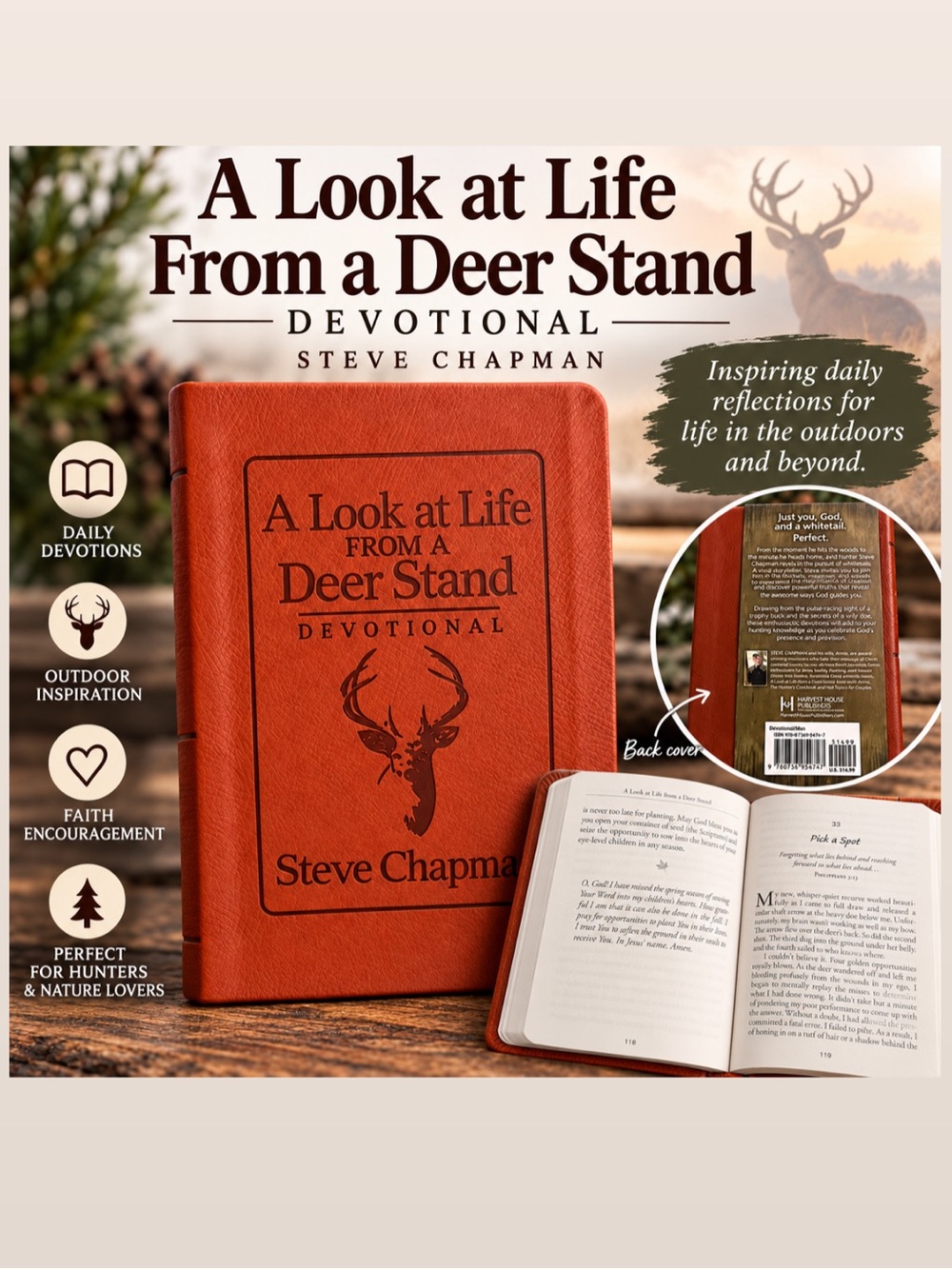 A Look at Life From a Deer Stand Devotional - Orange Faux Leather